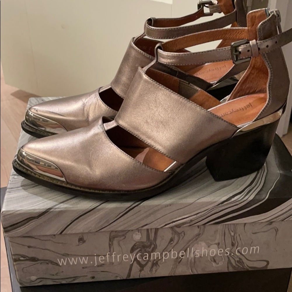 Jeffrey Campbell Metallic Silver Cutout Ankle Boots